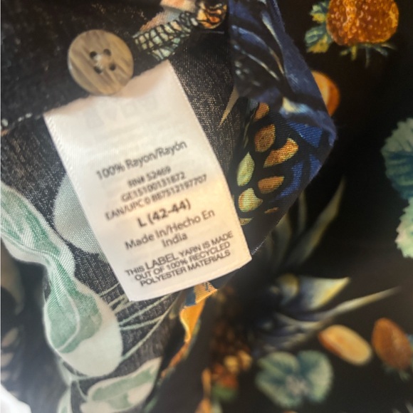 George Men’s Size Large Tropical Fruit & Leaf Print Hawaiian Short Sleeve Shirt - Picture 4 of 4